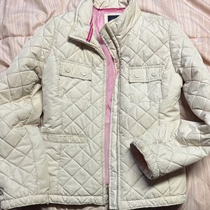 GAP Quilted Cream Jacket with Pink Lining